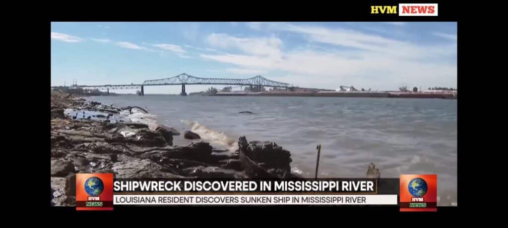 SHIPWRECK DISCOVERED IN MISSISSPPI RIVER