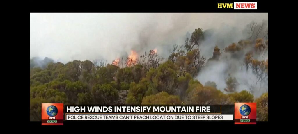 HIGH WINDS INTENSIFY MOUNTAIN FIRE