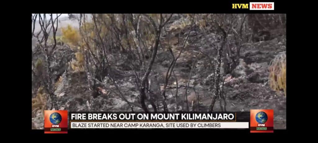 FIRE BREAKS OUT ON MOUNT KILIMANJARO