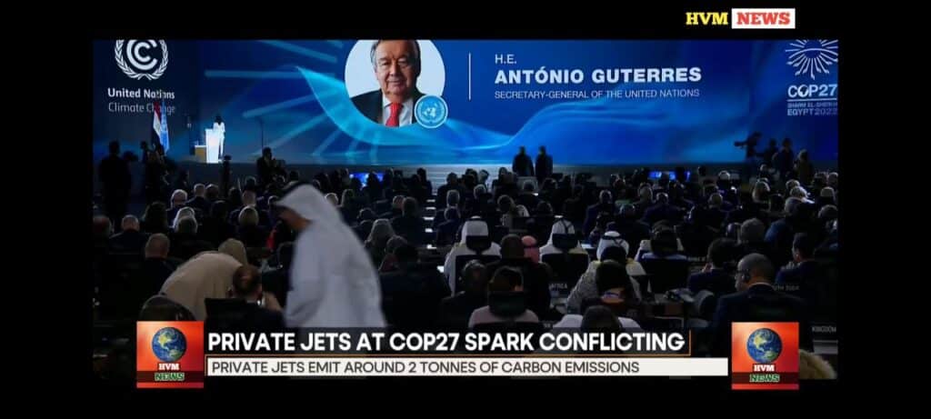 PRIVATE JETS AT COP27 SPARK CONFLICTING